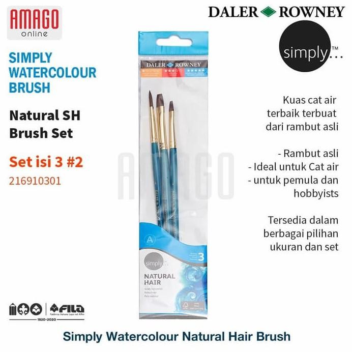 

DALER-ROWNEY Simply Watercolour Natural Brush Set 3 pcs #2 - 216910301 AST