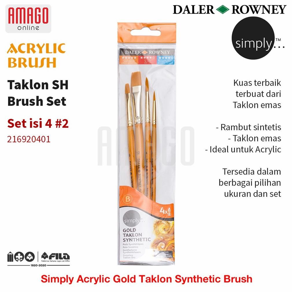 

DALER-ROWNEY Simply Acrylic Gold Taklon Brush Set 4 pcs #2 - 216920401 AST
