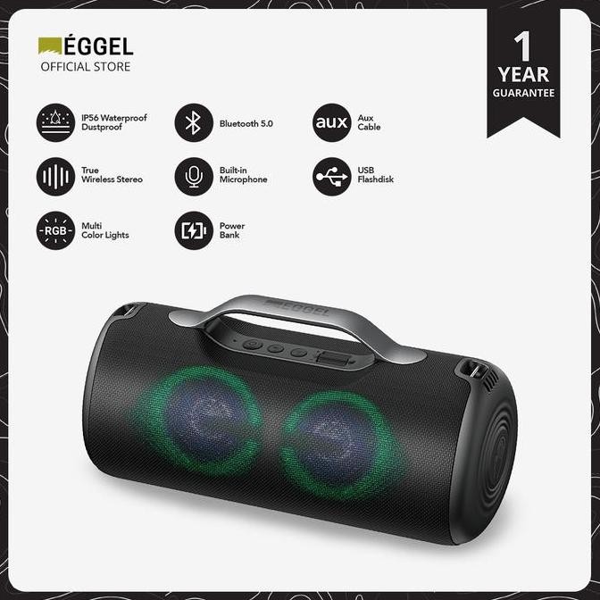NEW Eggel Elite XL 2S Waterproof Portable Bluetooth Speaker with RGB Light
