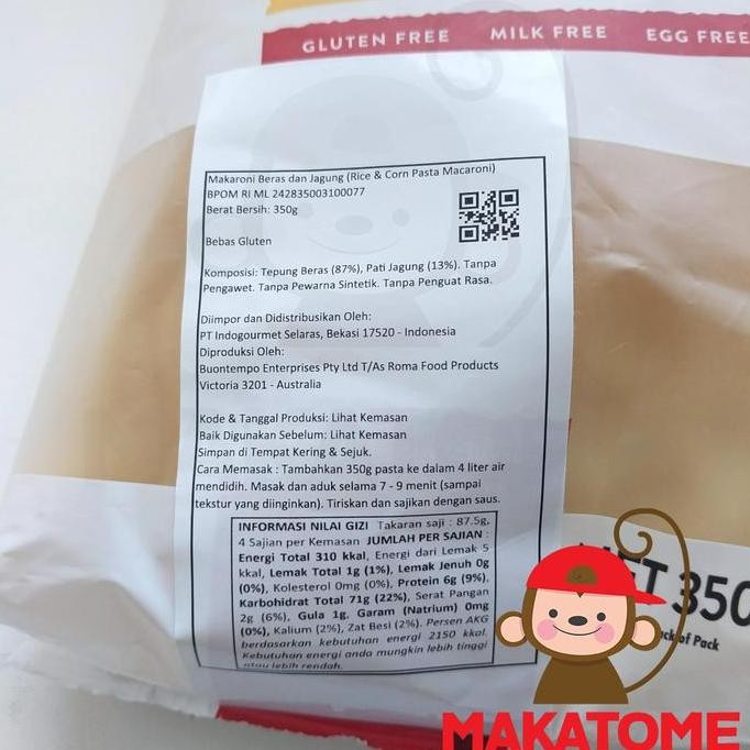 

Orgran Macaroni Rice & corn 250gr 250 gr gluten free Makaroni and pt