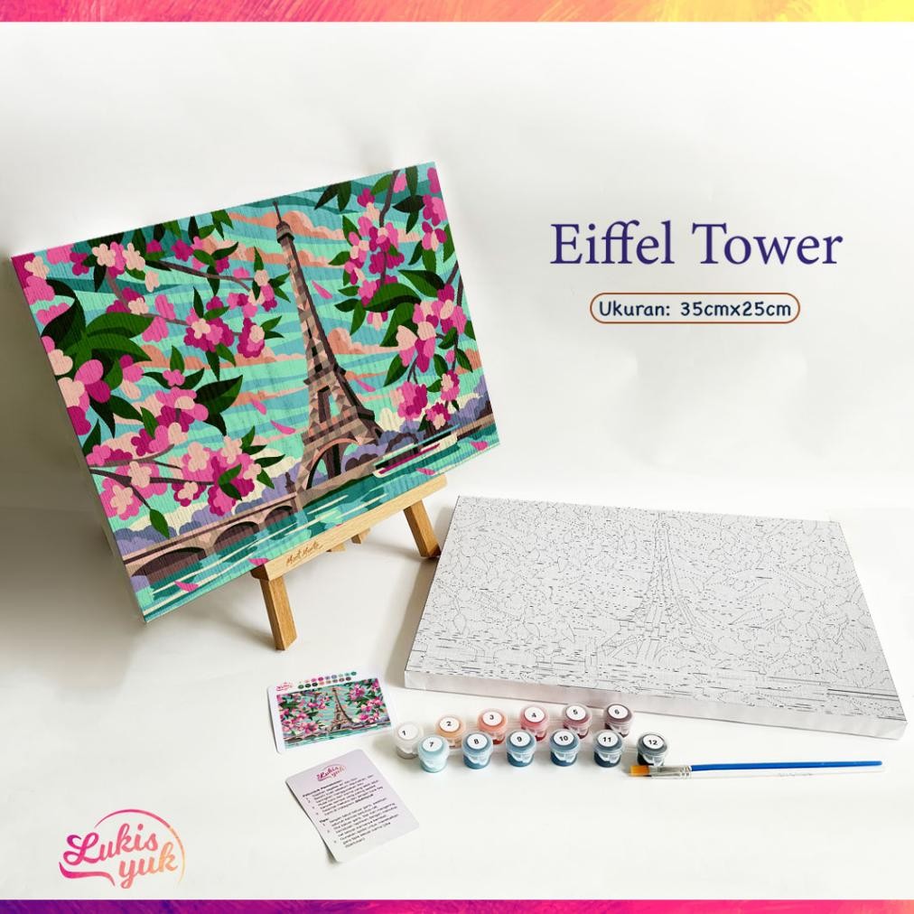 

Eiffel Tower - Paint by Numbers Kit - 35x25cm - Cat Akrilik - Kanvas Lukis - by LukisYuk AST