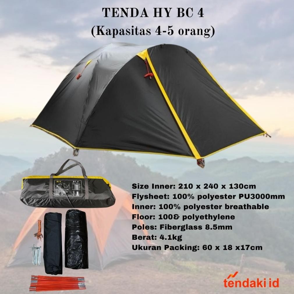 ukd- rwe-45 Tenda Kapasitas 4 HY BC 4 | Tenda Double Layer Frame Fiber / Tenda LWY Compass 4P / Tend