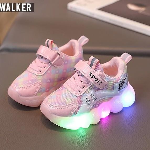 Tersedia LKM457 Sepatu Sport Anak Perempuan Casual Bayi Dengan Lampu LED Sekolah [1KG 3PC] HALOMOMS