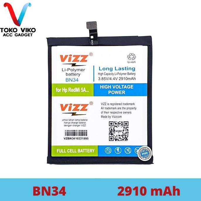 Vizz Baterai Xiaomi Redmi 5A Bn34 Original
