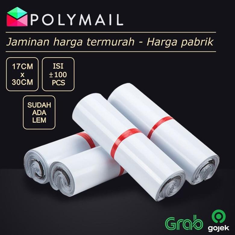 

POLYMAILER 100PCS 17x30CM PUTIH PREMIUM GLOSSY PLASTIK POLYMAILER WHITE AST