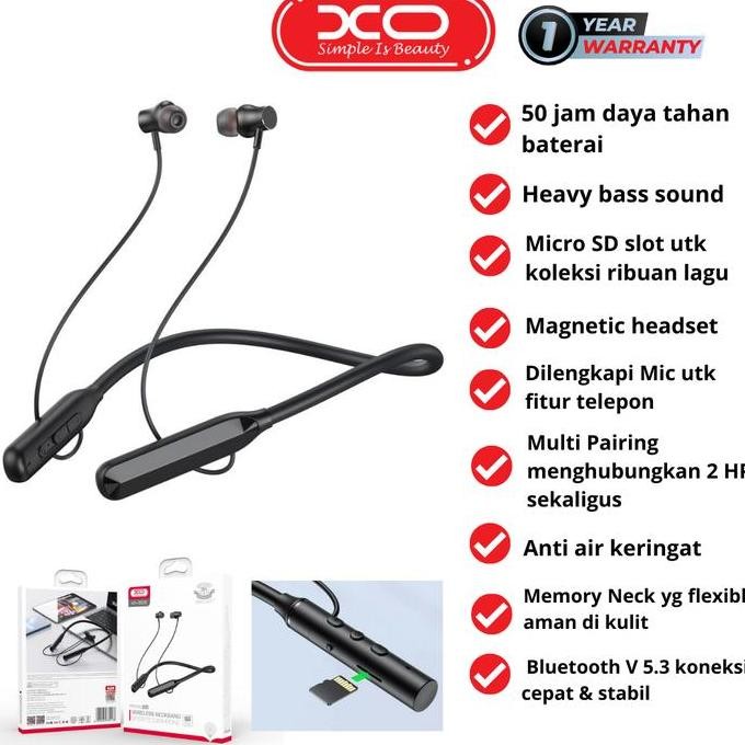 TERLARIS - XO Sport Neckband Magnetic Bluetooth Earphone Headset w/Micro SD BS30