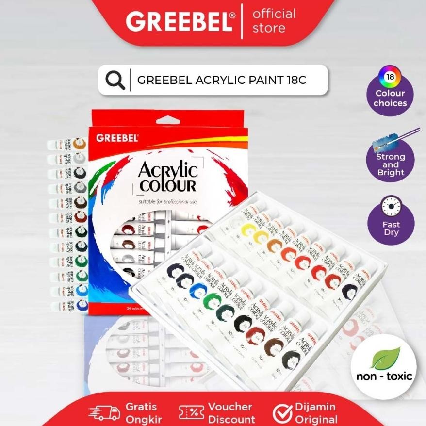 

Greebel Cat Akrilik 10 ML 18 Warna / Acrylic Colour Greebel 18 AST