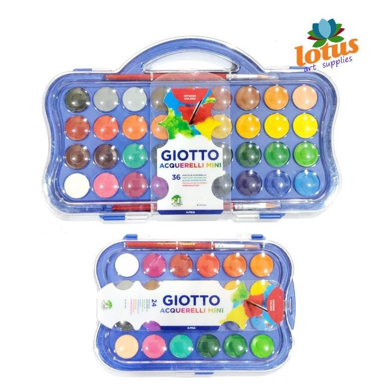 

GIOTTO Acquerelli Mini 23MM Watercolor Blocks Set 12/24/36 Cat Warna AST