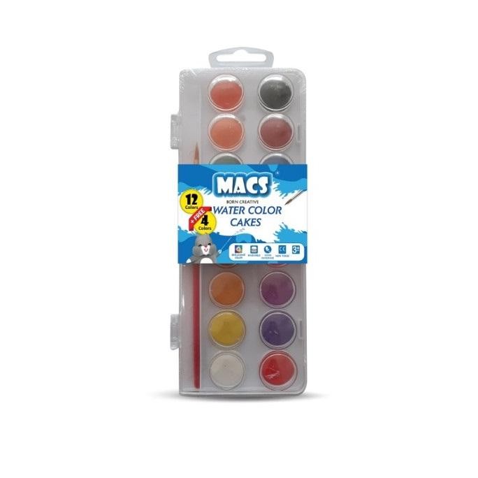 

Cat air padat MACS water Color Cakes 16 (12+4) Warna AST