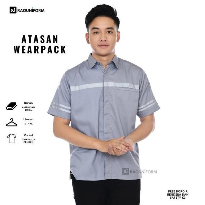 Seragam safety pria/Atasan wearpack lengan pendek/Kemeja safety pria/Baju seragam lengan pendek/Keme