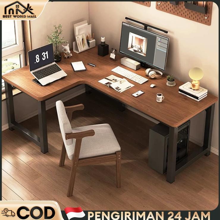 Meja Gaming Karbon Serat Meja Gaming L Shaped Meja Komputer Meja Komputer Minimalis Meja Belajar Mej