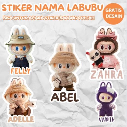 

(FREE CUSTOM) Stiker Labubu ulang tahun/ stiker barang/ stiker nama LABUBU AST