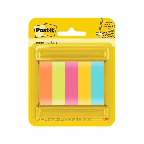 

3M Post It Page Marker 670-5ASST 15mm x 50mm BL EN AST