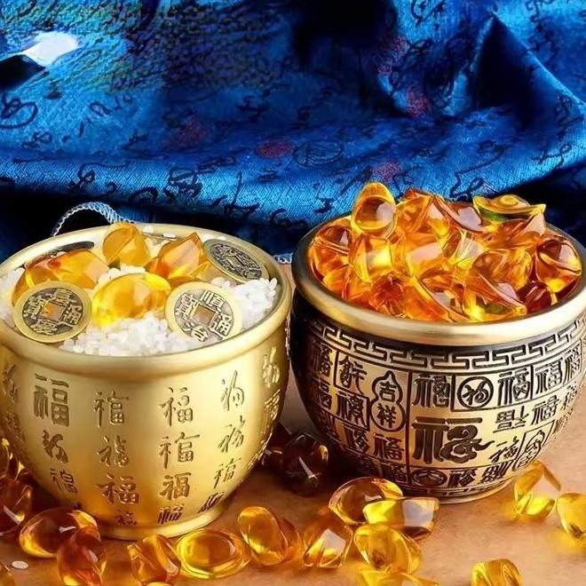 (Allthebest) (SUMBER_HOKIMU_999)100 PCS YUAN BAO KRISTAL MINI YEN PAO UANG FENGSHUI