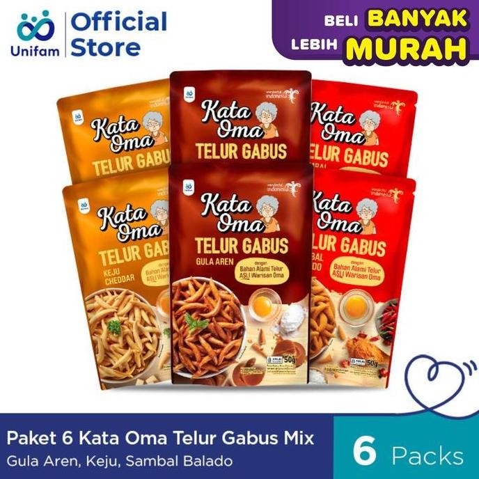 

Paket 6 Kata Oma Telur Gabus Mix Rasa Balado, Keju & Gula Aren