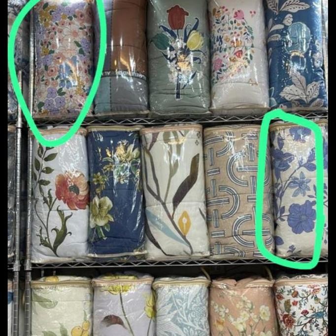 Bedcover set seprai katun jepang Asli 18020040 corak bunga tosca