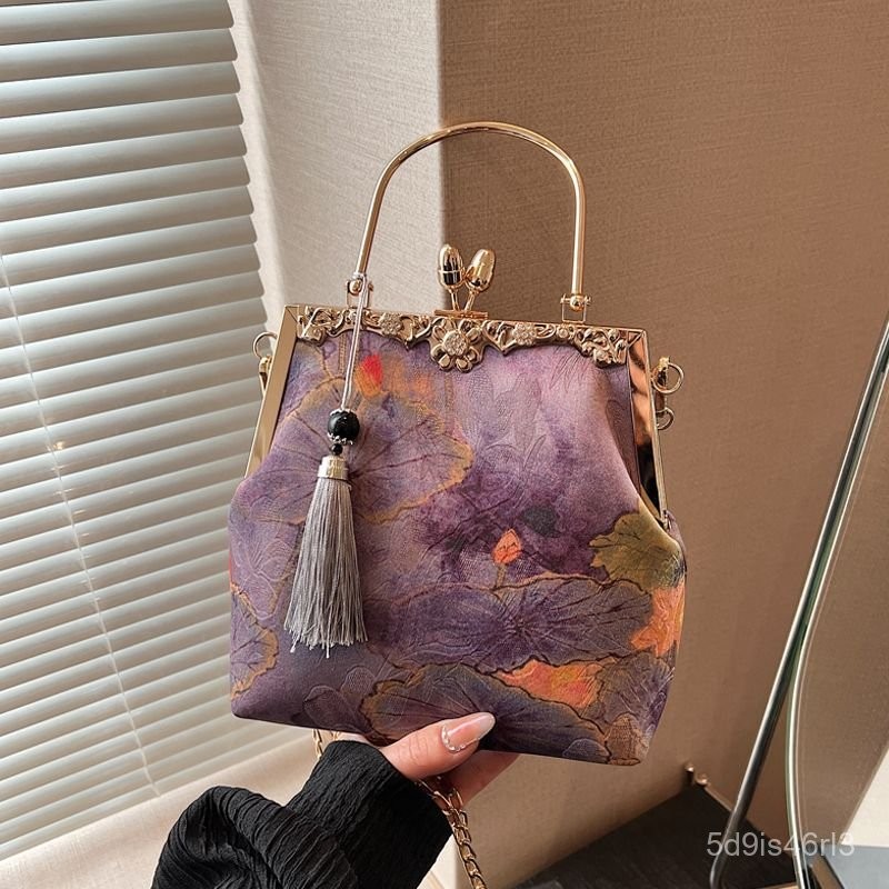 Tas Retro Cina Cheongsam Bordir Tas Selempang Gaya Cina Satu Bahu