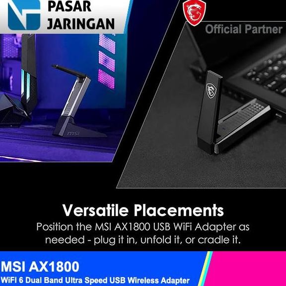 Msi Ax1800 Wifi 6 Dual Band Ultra Speed Usb Wireless Adapter New Stok