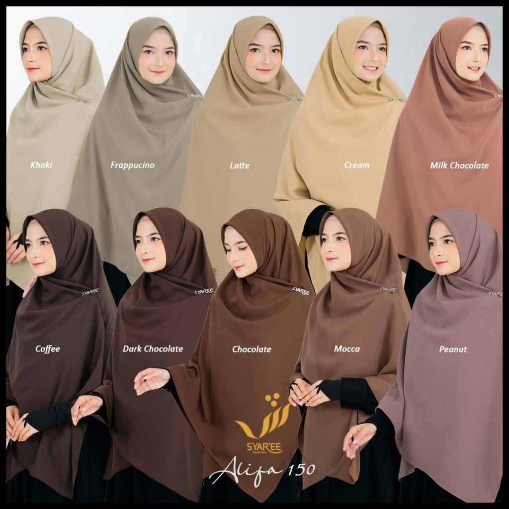 ALIFA 150 | JILBAB SEGI EMPAT SYARI JUMBO TEBAL POLOS WOLFIS SYAREE FASHION OKI SETIANA DEWI 150X150