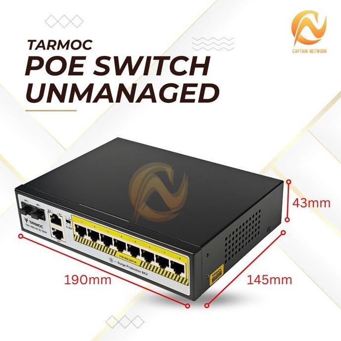 Tarmoc Tsw-1008-2G-120W, 8 Port Gigabit Poe 802.3Af/At Poe Switch 120W New Stok