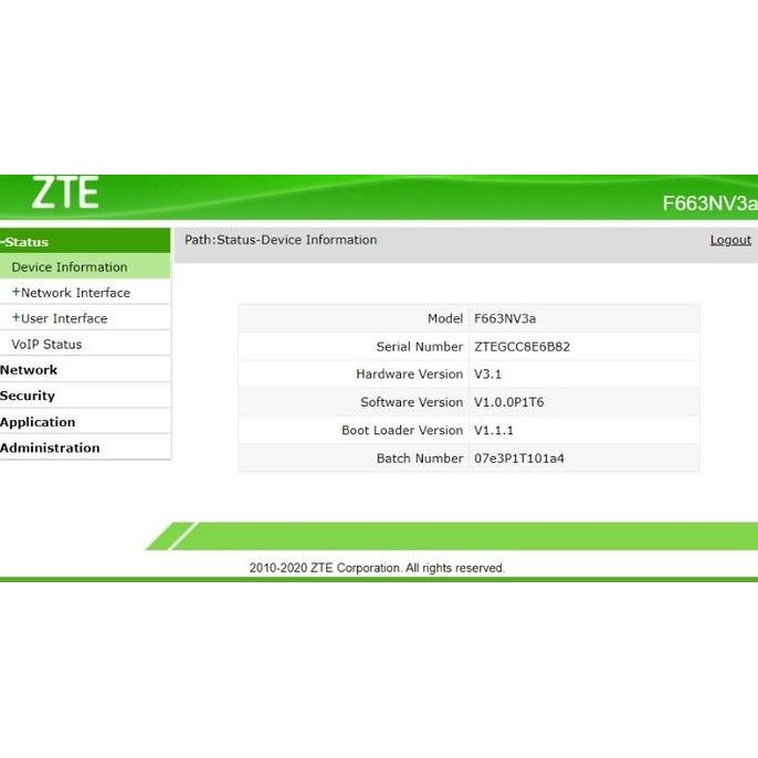 Onu Xpon Zte F663Nv3A New Stok