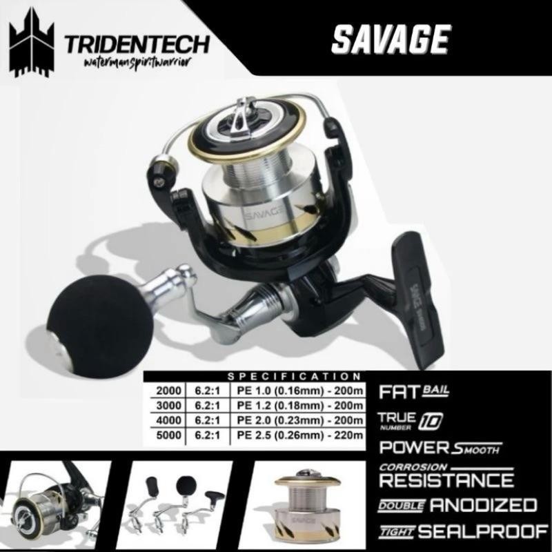 Reel Spinning Tridentech Savage Sv 2000~5000 Anti Korosi - Juragan Pancing Murah