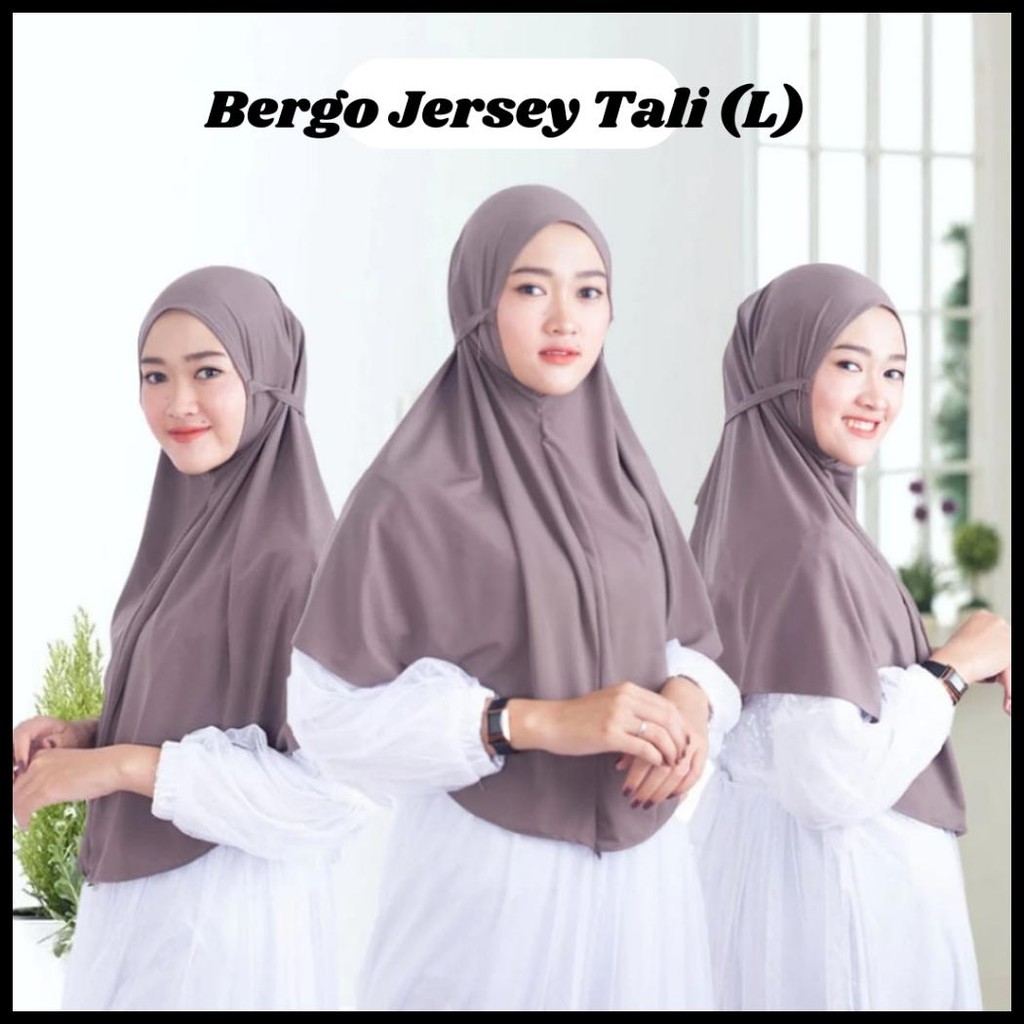 HIJAB INSTAN BERGO JERSEY TALI SIZE L/ JILBAB INSTAN JERSEY TALI/ BERGO TALI