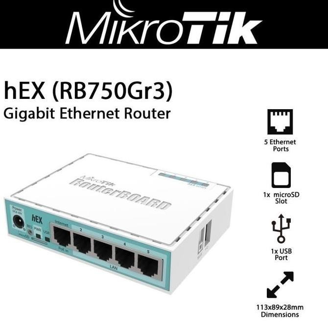 Mikrotik Rb750Gr3 (Hex) Router 5 Port Gigabit Rb750 Gr3 Hex/ Rb 750Gr3 New Stok