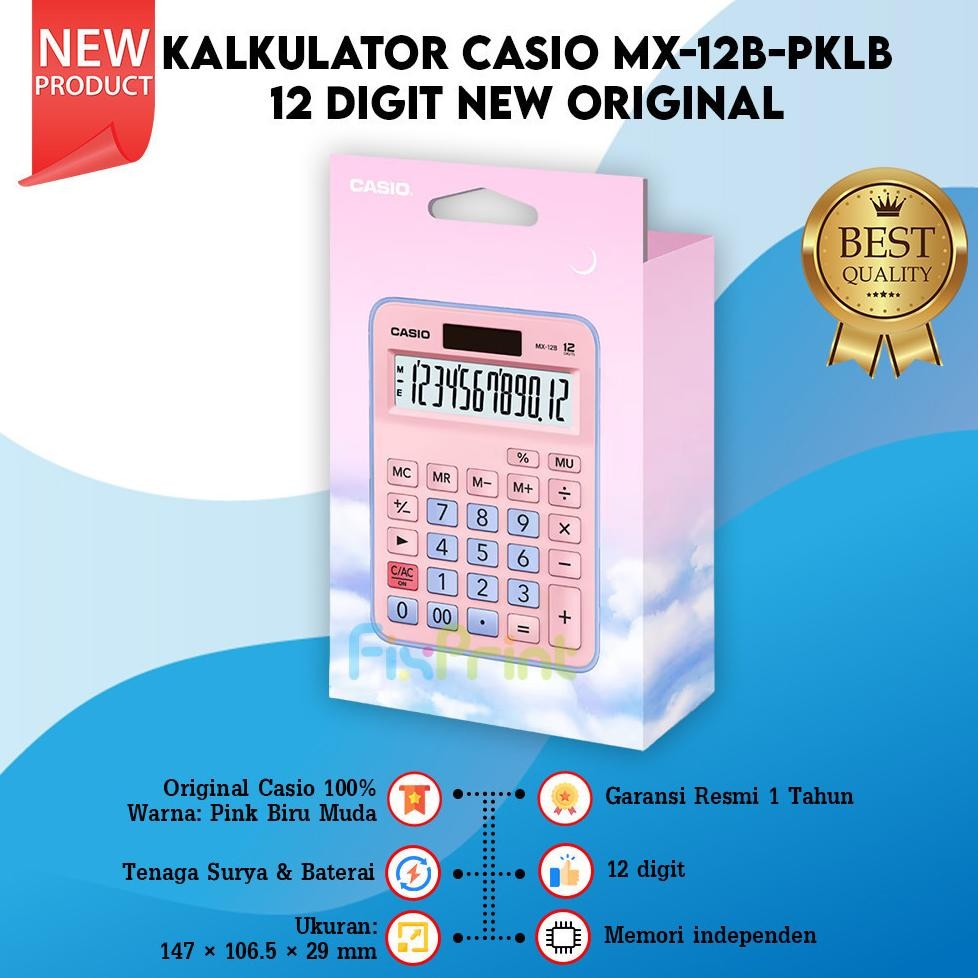 

Kalkulator Casio MX 12B Calculator MX-12B Desktop 12 Digit Kalkulator Lucu Pink Biru Muda Putih Hitam