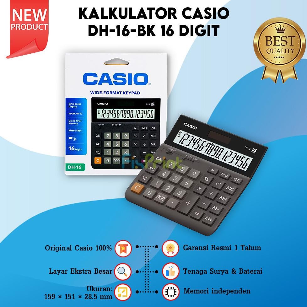 

Casio Kalkulator DH-16 16 Digit, Calculator Desktop DH-16-BK 16 Digits New Original