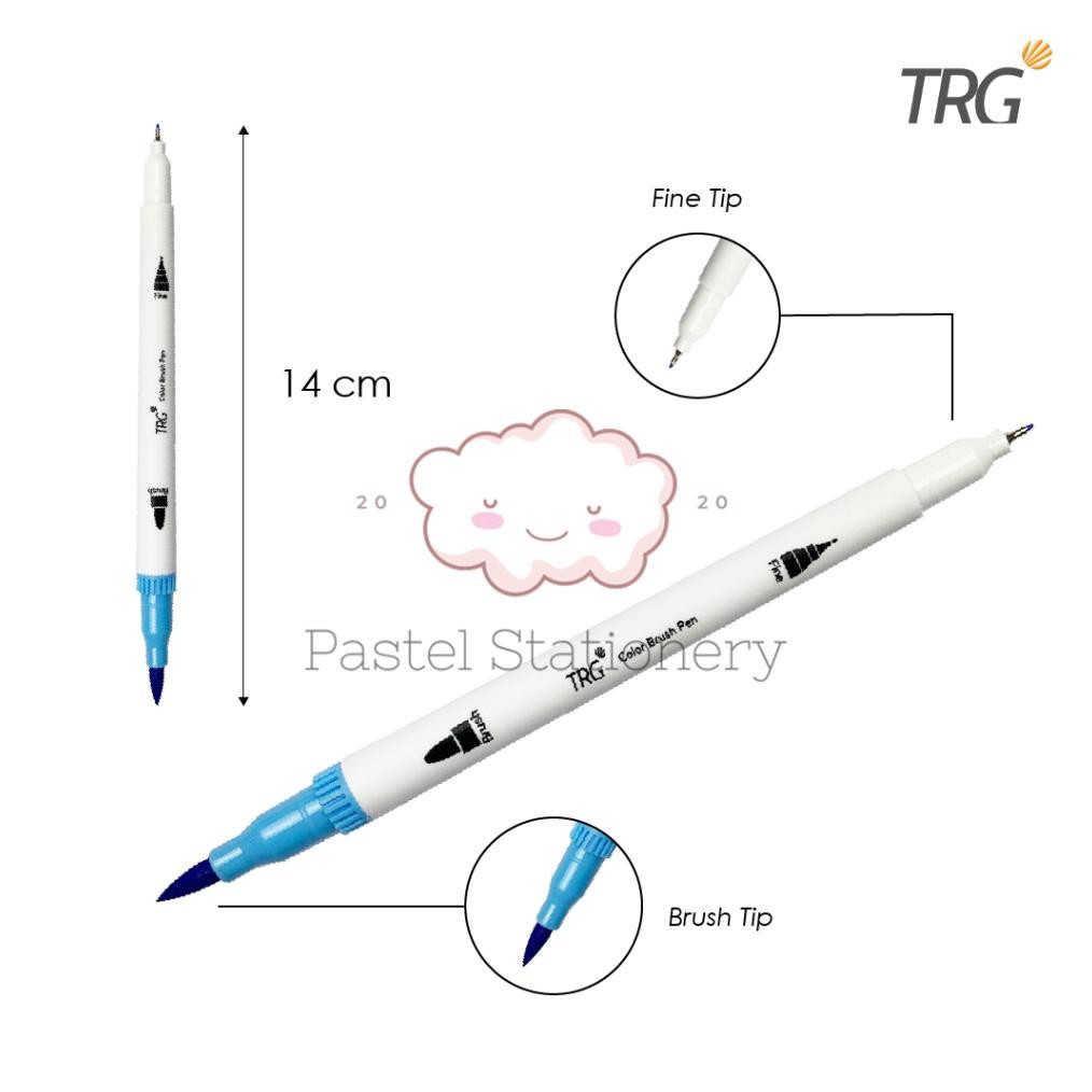 

TRG Color Brush Pen Set Double Tip Pastel 12 Colors CBP-02 - Pulpen Pena Spidol Kuas Warna TRG