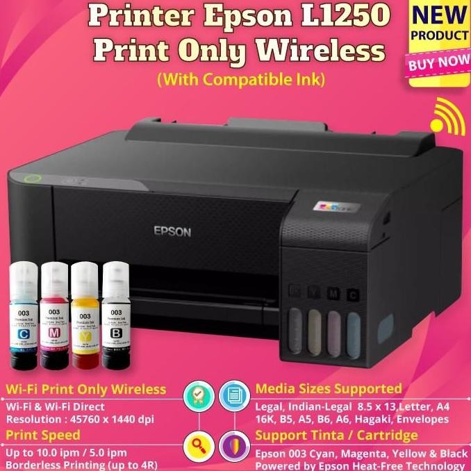 Printer Epson L1250 Print Only + Wi-Fi / Epson L1250 Printer Inktank New Stok