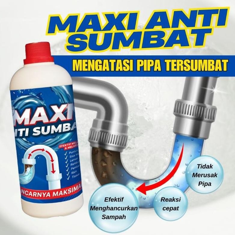 Cairan Anti Sumbat MAXI 1300 Gram - Pelancar Pipa - Anti Sumbat Wc - Cairan Wc Mampet - Pelancar Wc 