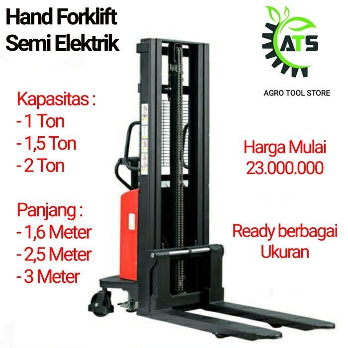 Hand Stacker Semi Elektrik Forklift 1 - 2 Ton 1,6 - 3 Meter Dalton Original Dan Terpercaya