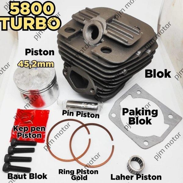 Turbo 5800 Cylinder Block Blok Boring Mesin Chain Saw Senso Sinso Mini Kecil Tanika Yamamoto Dll Ori