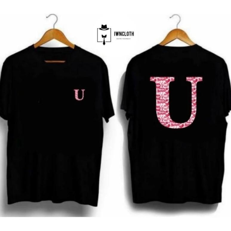 Promo Kaos Inisial Nama Huruf U Kiss Sablon Dtf T-Shirt Kaos Distro Pria Wanita