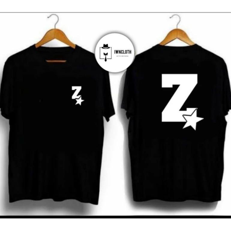 Promo Kaos Inisial Nama Huruf Z Star Sablon Dtf T-Shirt Kaos Distro Pria Wanita