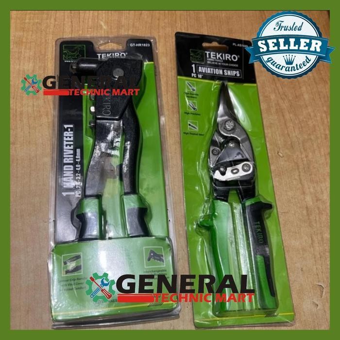 Tekiro- Paket Tang Rivet & Gunting Seng Baja Ringan 10" Gunting Holo Original Dan Terpercaya