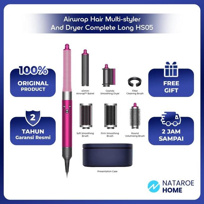 Dyson Airwrap Multi-Styler HS05 Complete Long - Bright Nickel Fuchsia Berkualitas