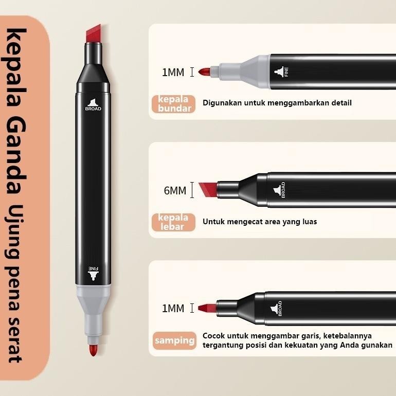 

Spidol berbahan dasar minyak ujung ganda untuk lukisan anak-anak pena cat air 24-80 warna set pensil cat air lengkap