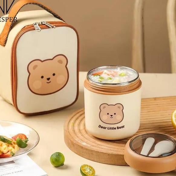 Bear Food Warmer Tumbler Lunch Box Set Stainless Vacuum Soup