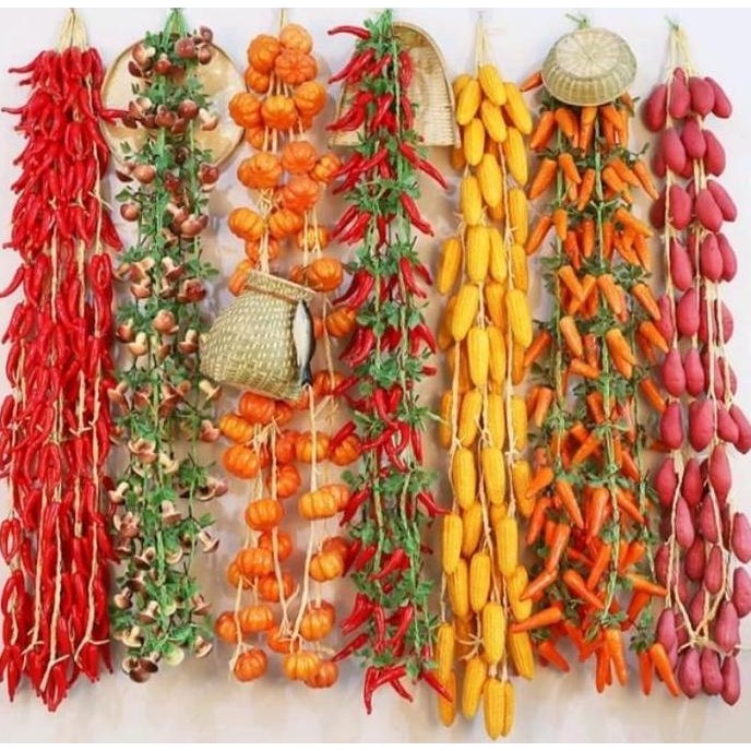 (Allthebest) Buah Sayur Gantung Artificial Fruit Vegetable Hiasan Etalase Dinding Dapur Renteng Rest