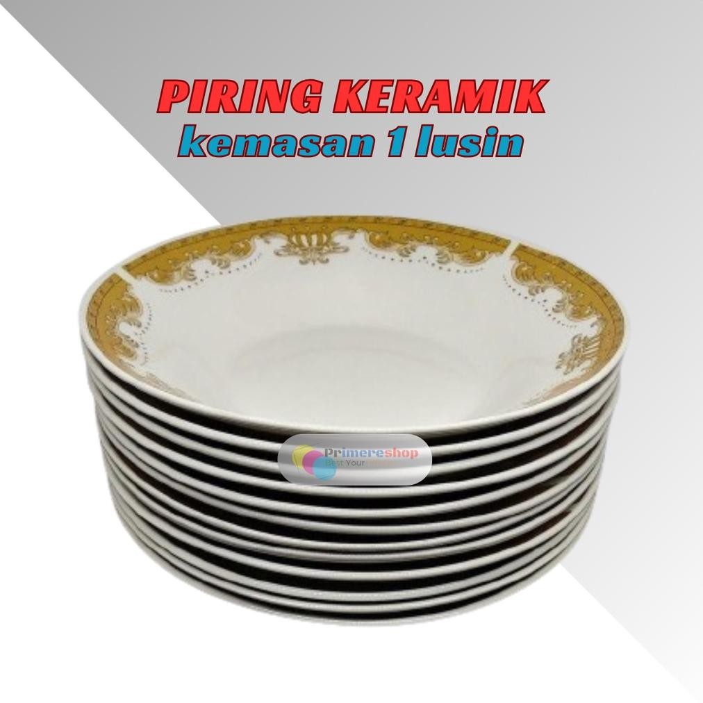 Piring Keramik 1 Lusin 12 pcs Murah / Piring Makan Keramik Lusinan