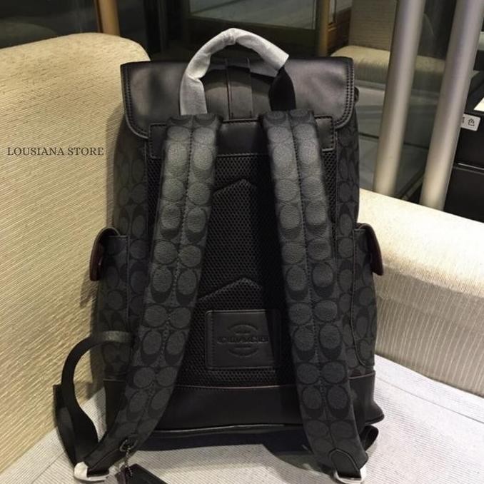 Grosir Coach Hudson Backpack In Signature Canvas Black Copper Finish