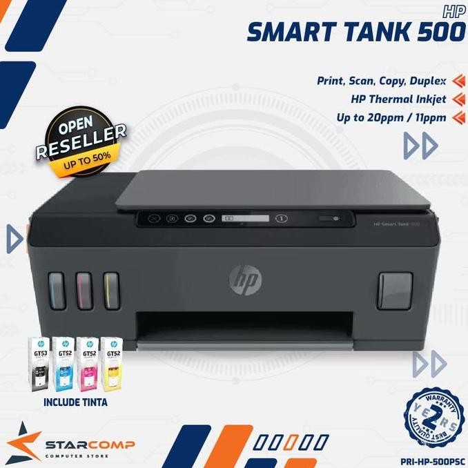 Printer Hp Smart Tank 500 Print Scan Copy Aio All-In-One Hp500 New Stok