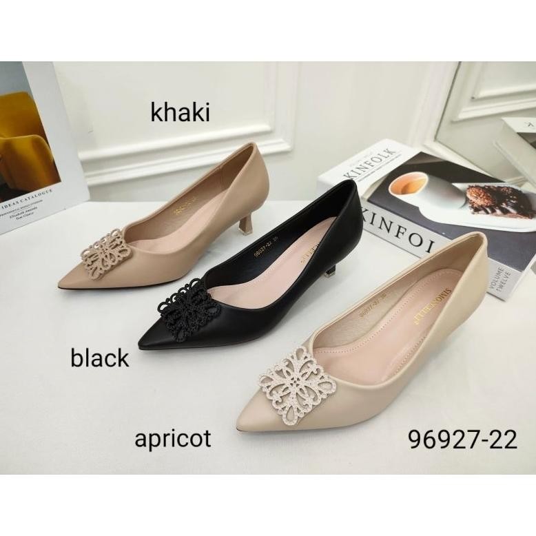 fbx-4 TT60 Simoncelli Sepatu Heels 5 Cm Wanita Mutiara Import Polos Sepatu Kerja Hitam Black Khaki A