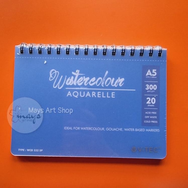 

Watercolour Aquarelle Book Ring Spiral A5 dan A4 V-Tec/ Buku Gambar Sketsa Water Colour Pad Vtec