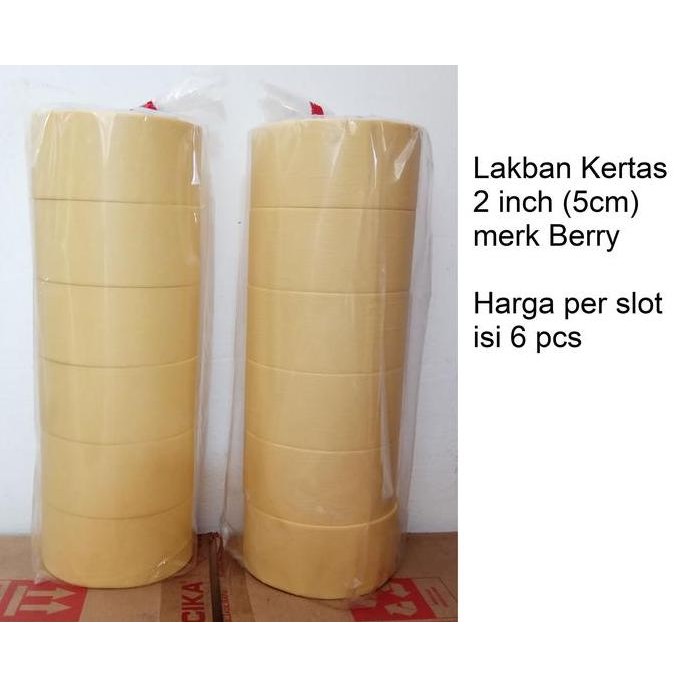 

TERMURAH Lakban isolasi Kertas Masking Tape BERRY 2 inch 5cm Per Slop Slot