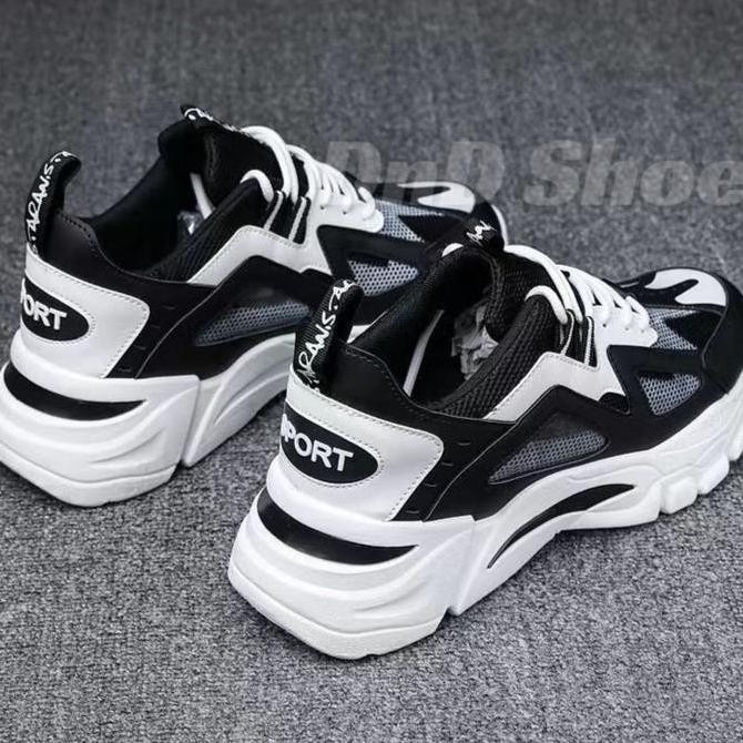 Sepatu Sneakers Pria Putih Hitam Ori Dane and Dine - F19