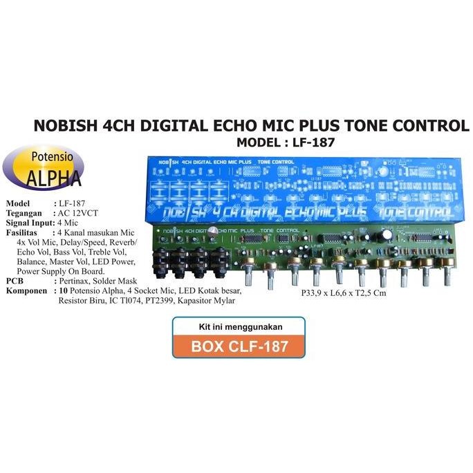 TERMURAH - KIT 4 channels Digital echo Mic + Tone control type LF 187